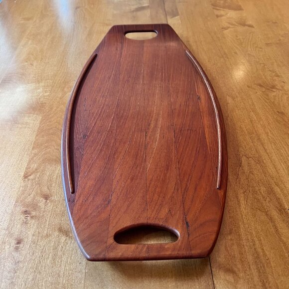 1960s Dansk Designs Denmark IHQ 802 Surfboard Teak Serving Tray - Picture 2 of 7